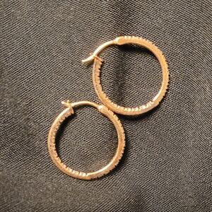 14k Rose Gold Diamond Hoop Earrings